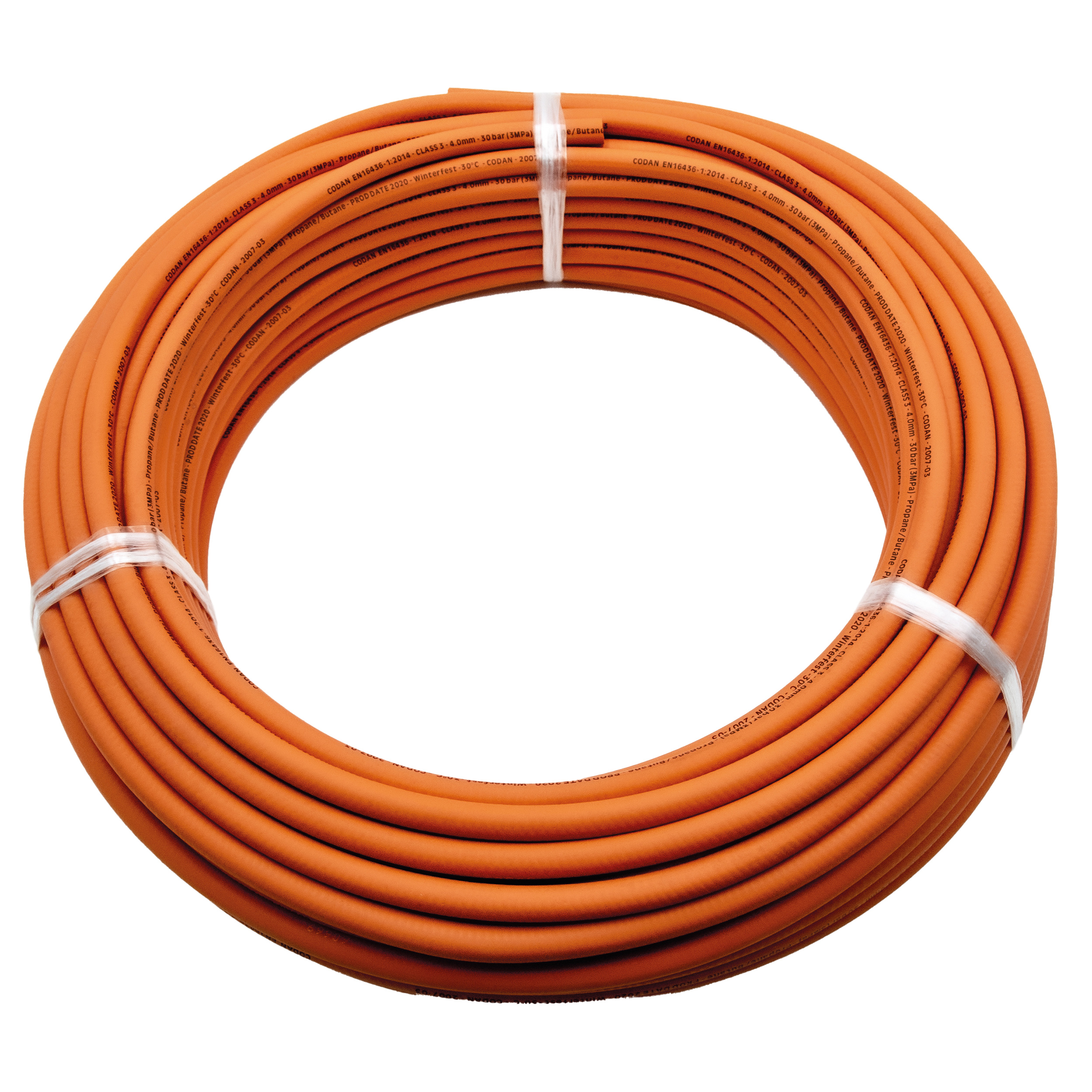 Propane hose, inner-Ø × walL: Ø6.3 × 3.5 mm, WP: 290 psi, burst pressure: ≥ 870 psi, bend radius: 40 mm length: 50 m, full roll