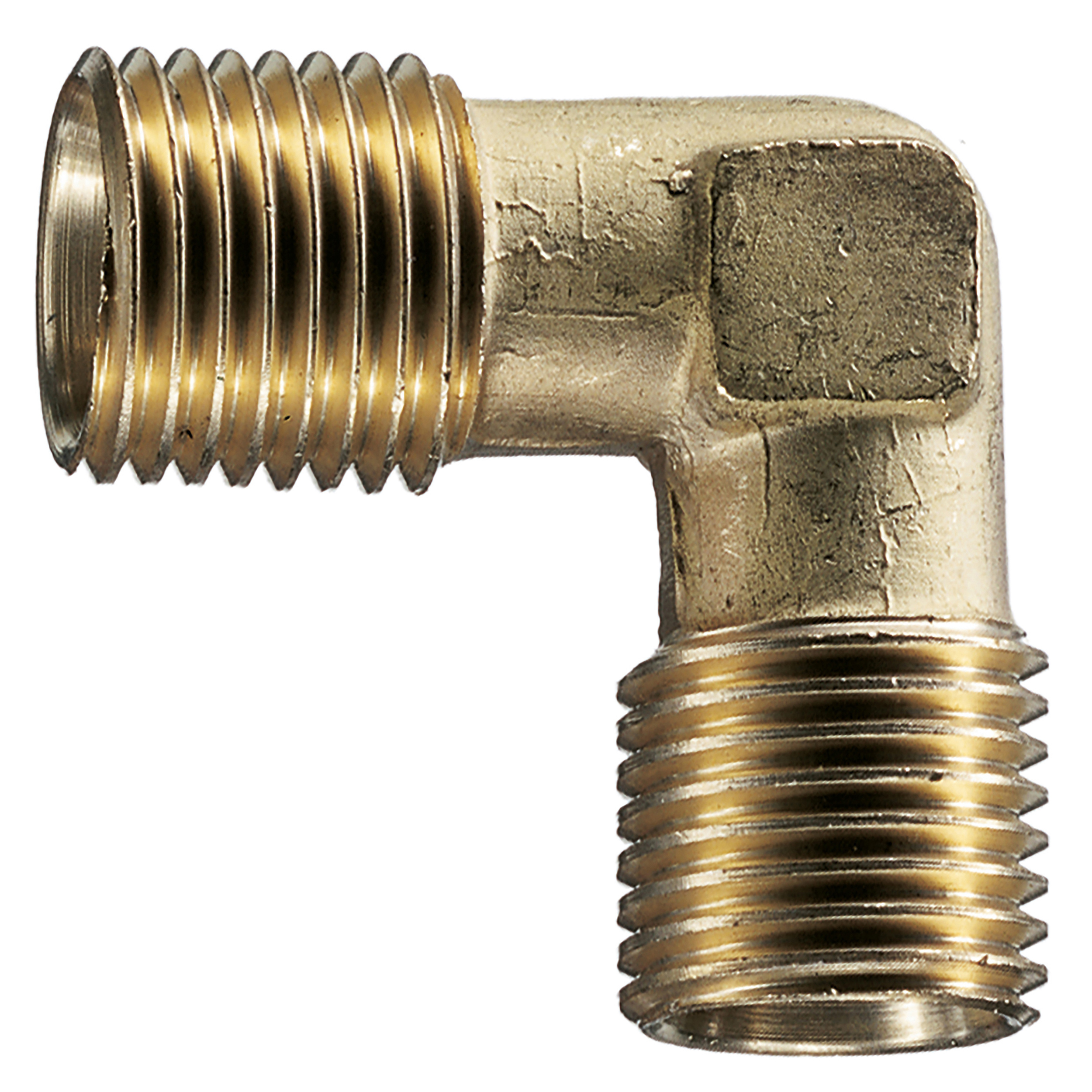 Elbow 90°, connection: 2 × G⅛ male, DN 5, length: 18 mm, AF: 10 mm, partial inner cone, MOP 913 psi, brass