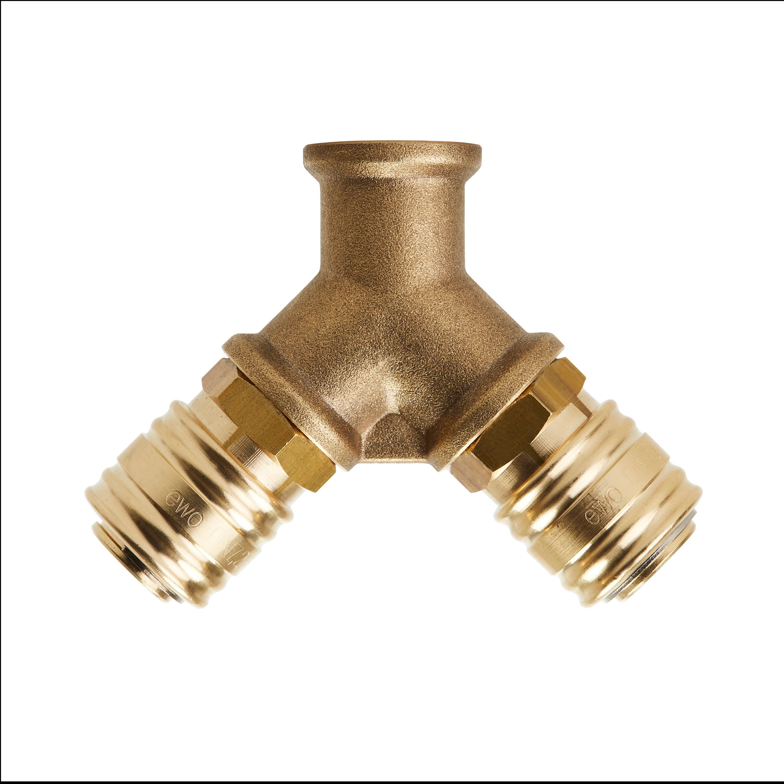 Y-distributor, brass, w. DN 7.2 quick coupling brass, 1,500 Nl/min, MOP 232 psi, G⅜ female