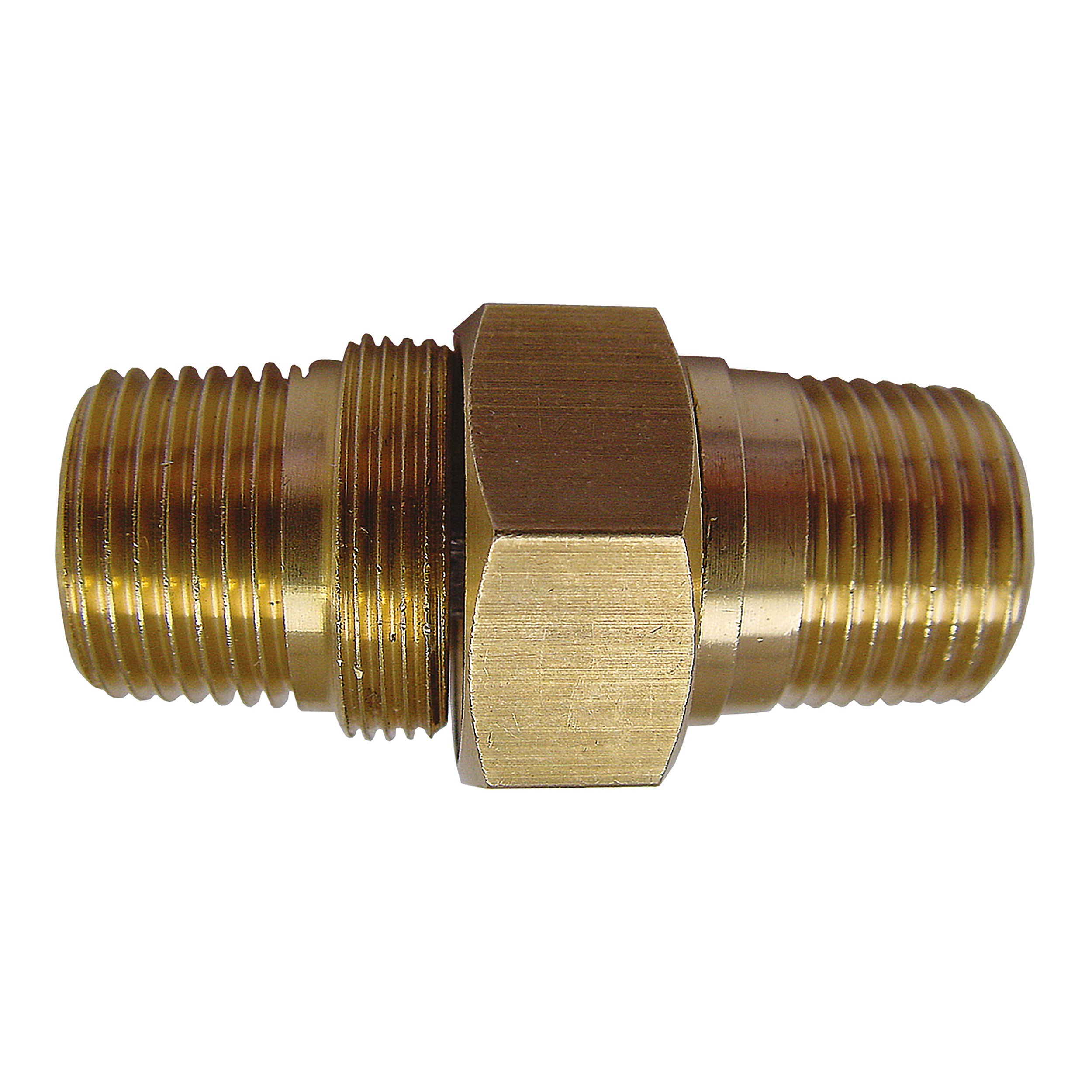 Double nipple fitting (brass), male thread, detachable (3-pieces)