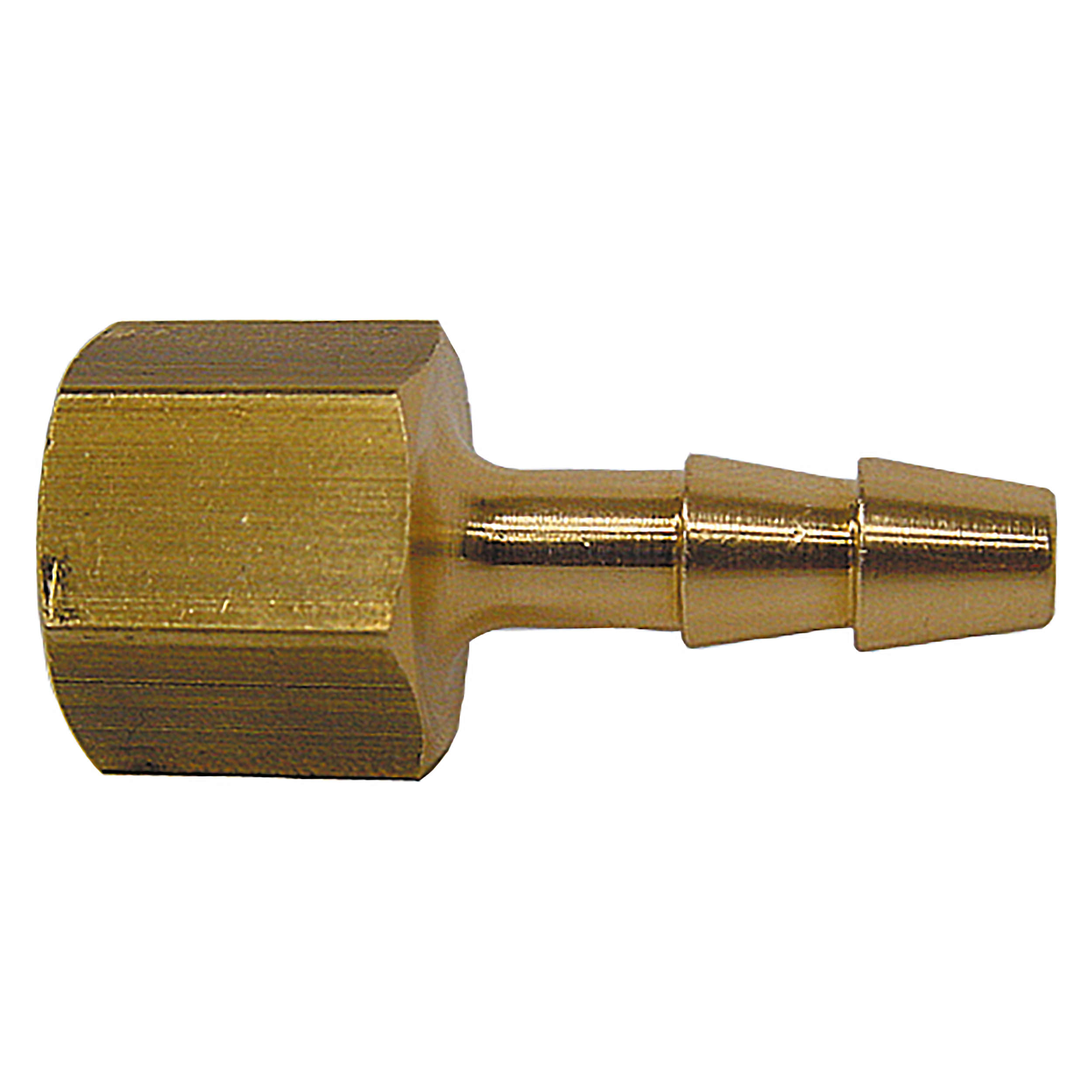 Threaded hose connector, G⅛ female (DIN 3852-2), DN 4, AF 12 mm, length: 33 mm, MOP 580 psi, one-piece,  brass