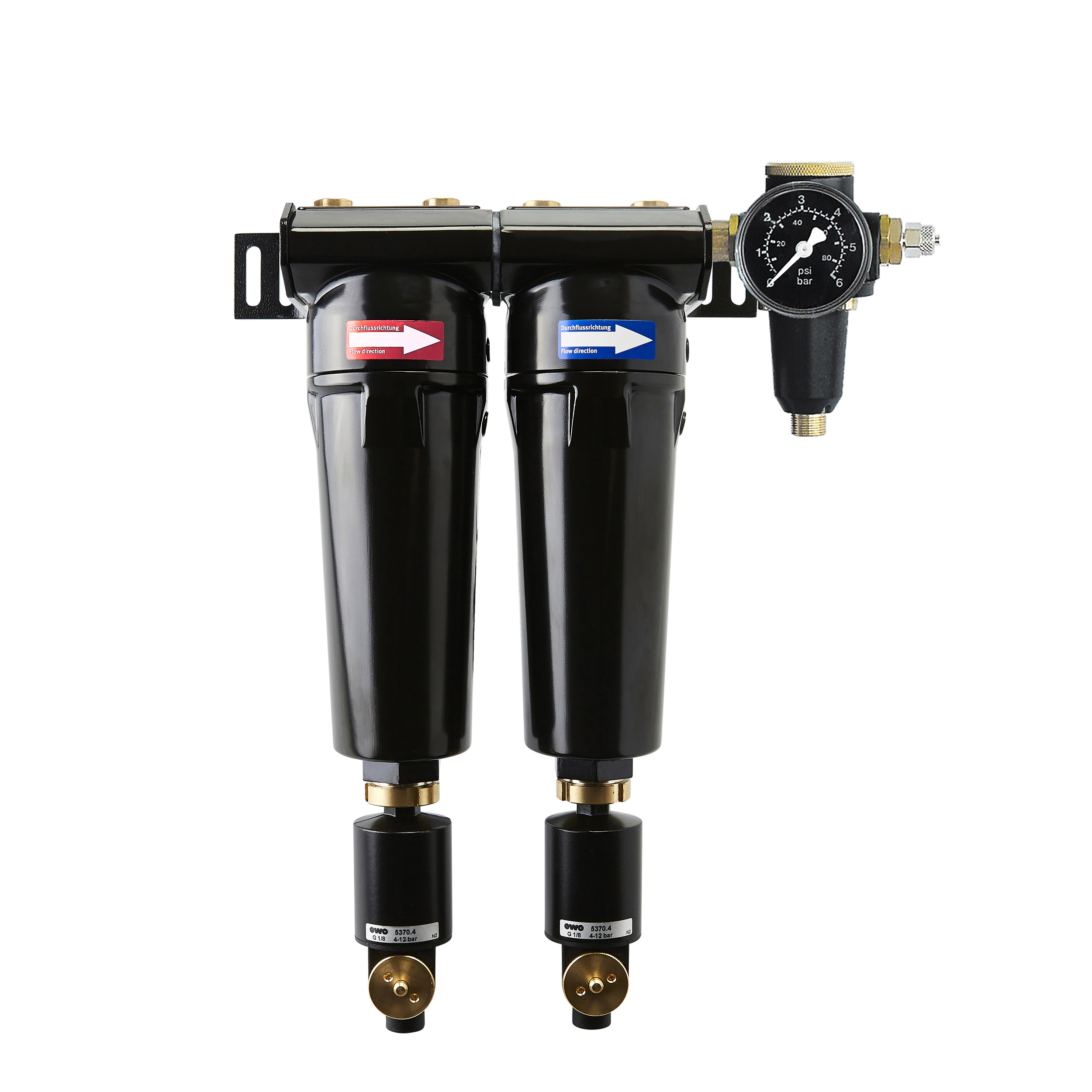 airclean, maintenance unit, BG 50, G¼, prefilter/microfilter with attachable drain valve A, pressur regulator w. gauge