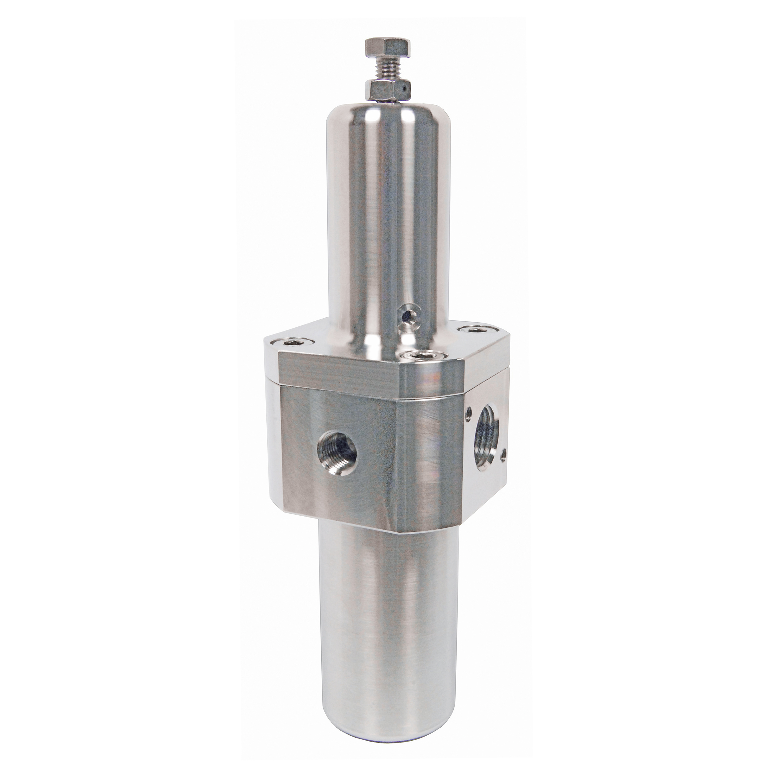 Filterdruckregler Typ 690 Edelstahl, ohne Manometer, BG 20, G¼, 0,2–3 bar,  Handablassventil am Behälter, QN: 3.000 Nl/min