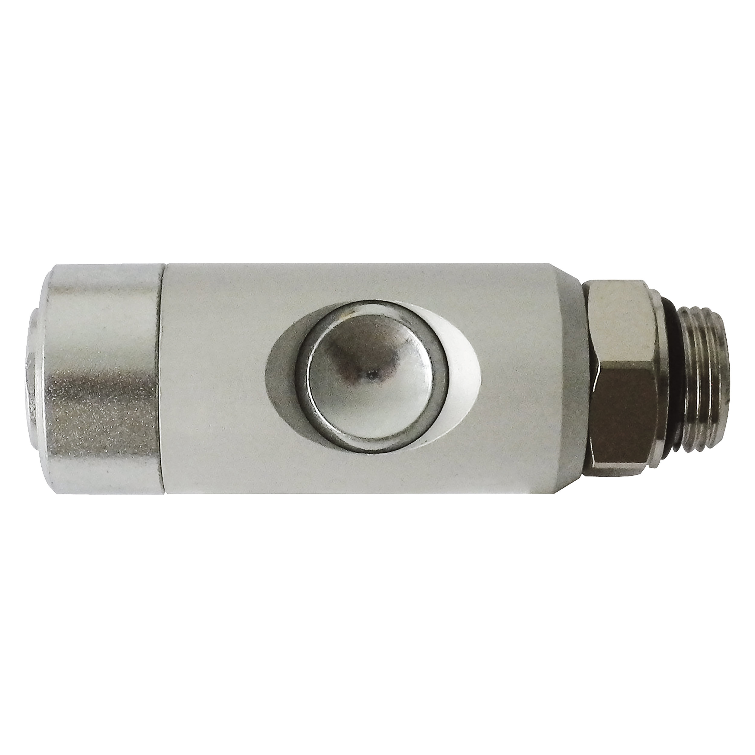 DN 5.5 safety coupling w. ARO profile, w. push button, QN: 1,000 Nl/min, MOP: 145 psi, G¼ male, length: 76 mm, AF 20