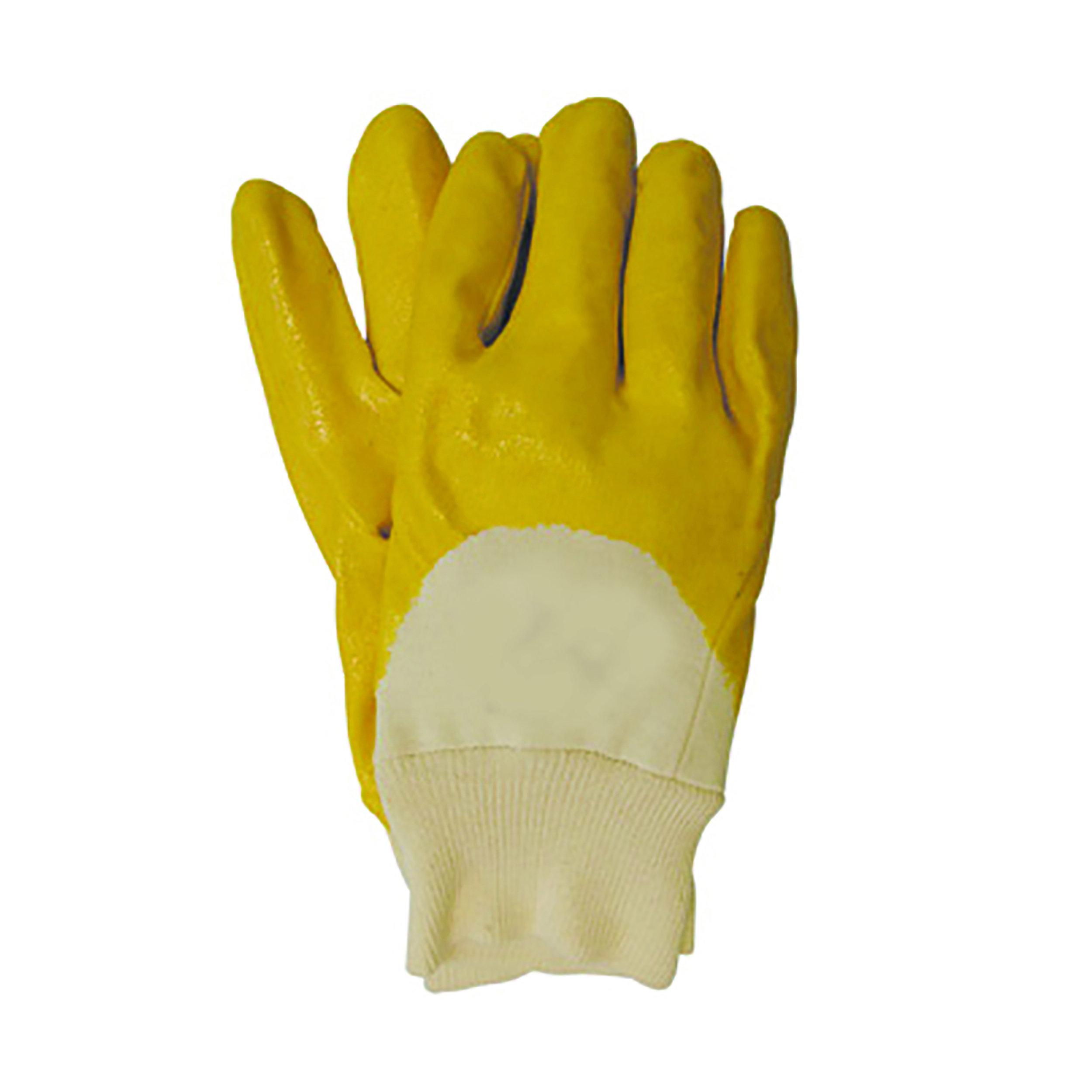Nitril-Handschuh, gelb, aus Baumwoll-Trikotfutter. Für Montage -u. Lagerarbeiten in handw. Betrieben; Normen: Kat.2,EN388, Gr. 9