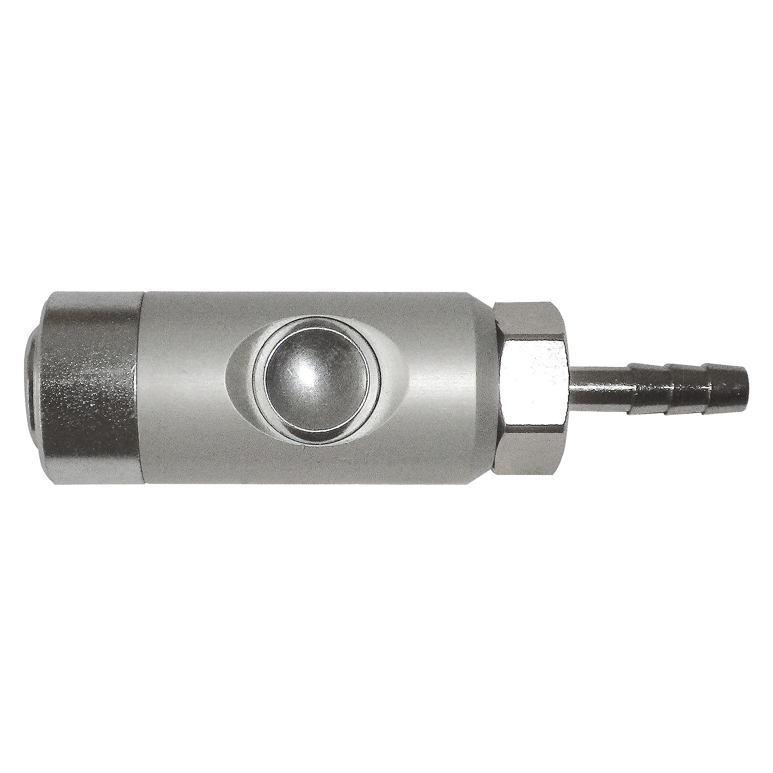 DN 5.5 safety coupling w. ARO profile, w. push button, QN: 1,000 Nl/min, MOP: 145 psi, hose nozzle DN 9, length: 88.5 mm, AF 21