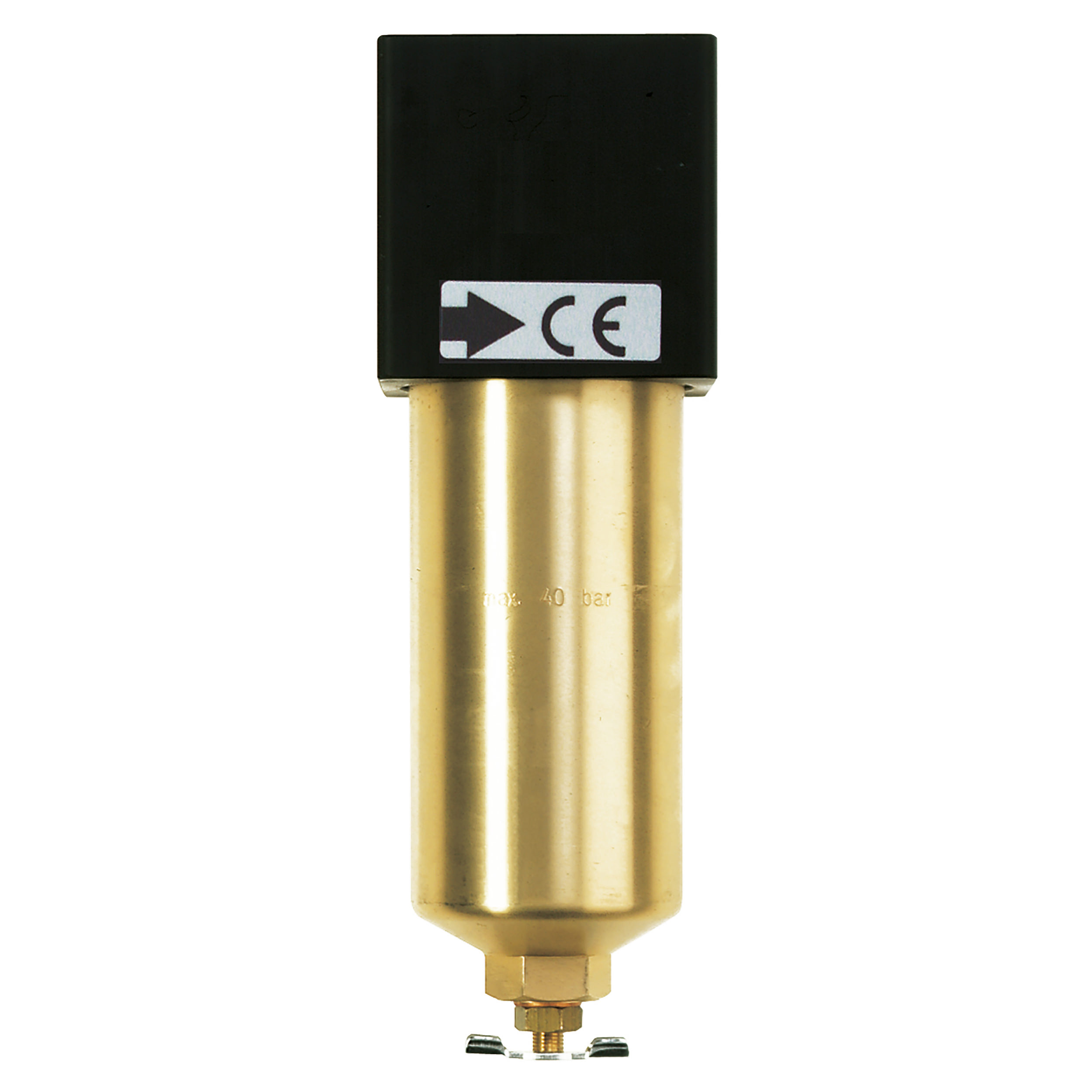 Mikrofilter standard, 40 bar, BG 40, G½, Metallbehälter, Handablassventil
