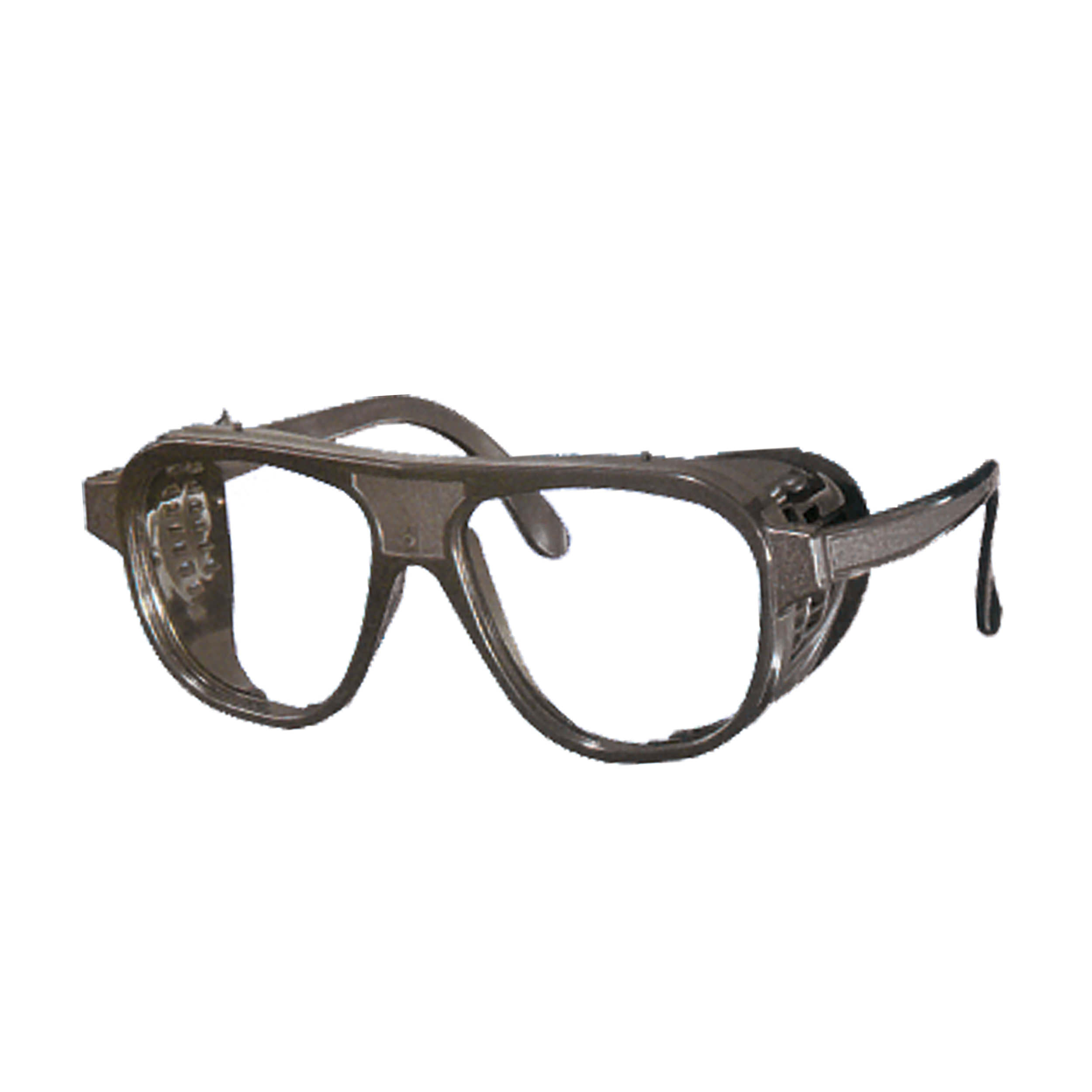 Nylonbrille, schwarz, ohne Bügelverstellung, mit Mittelschraube, Gläser oval 52x62mm, farblos, splitterfrei