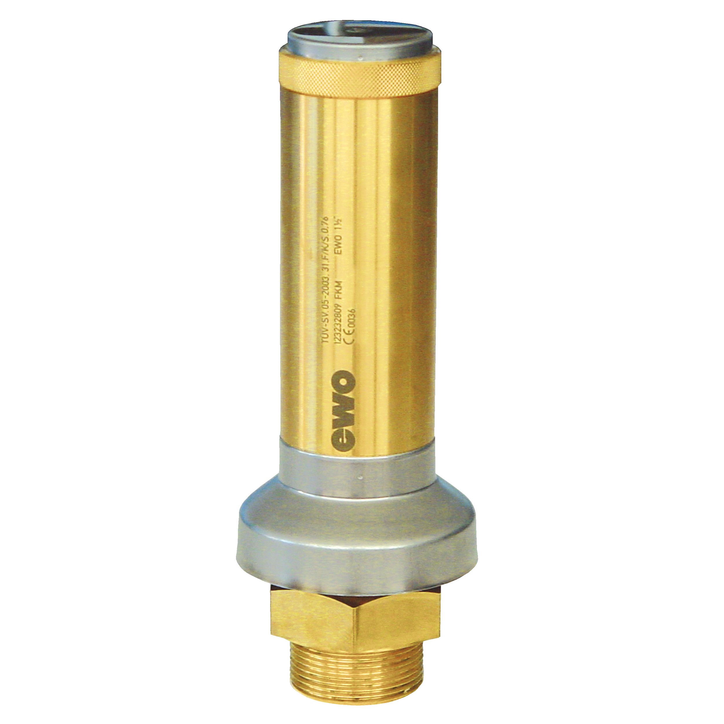 Savety valve component tested, F/K/S, G1, DN 24, L: 215 mm, seal: FKM, set pressure 2.0-6 bar