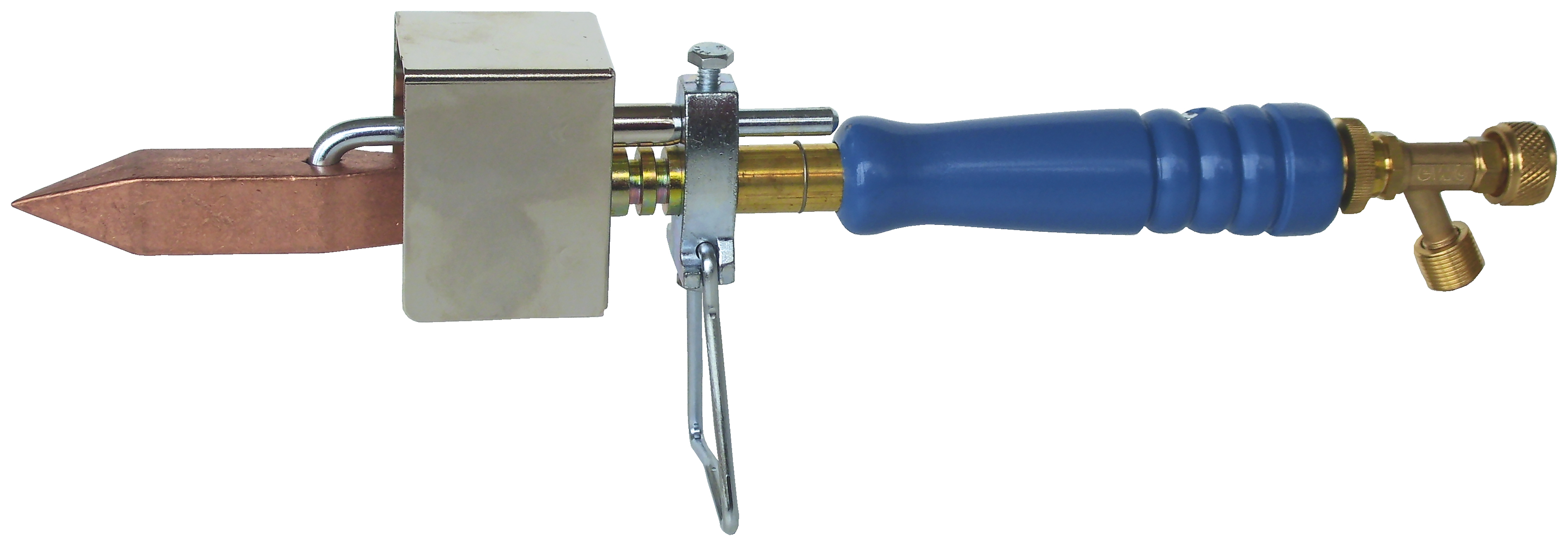 Soldering iron, soldering copper tip, G⅜ LH, burner ins. incl. protective cover, piston bracket, handle piece (wooden), air slide