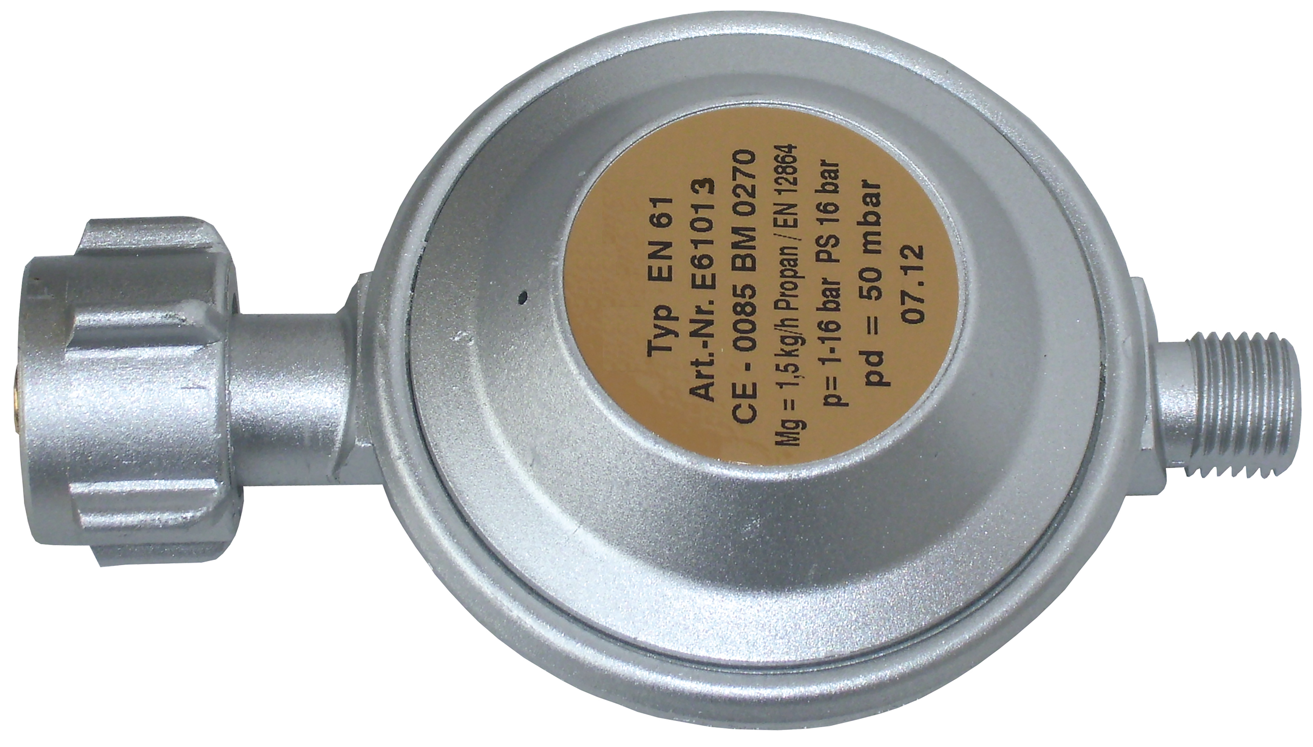 propane low-pressure regulator, power: 1,5kg/h, backpressure fixed: 50mbar, G1/4 left