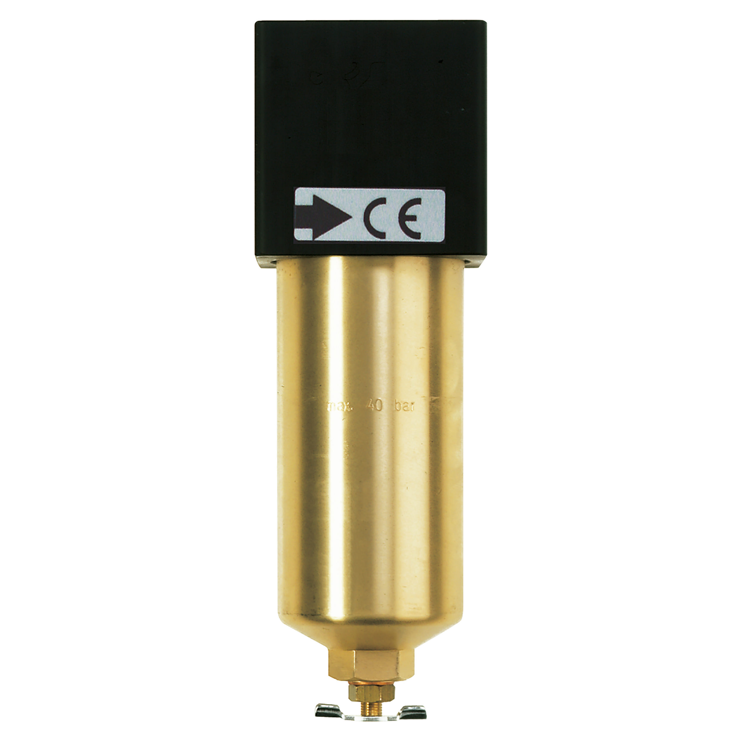 Compressed air filter 40 bar standard, BG 40, G½, met. bowl, man. dr. valve