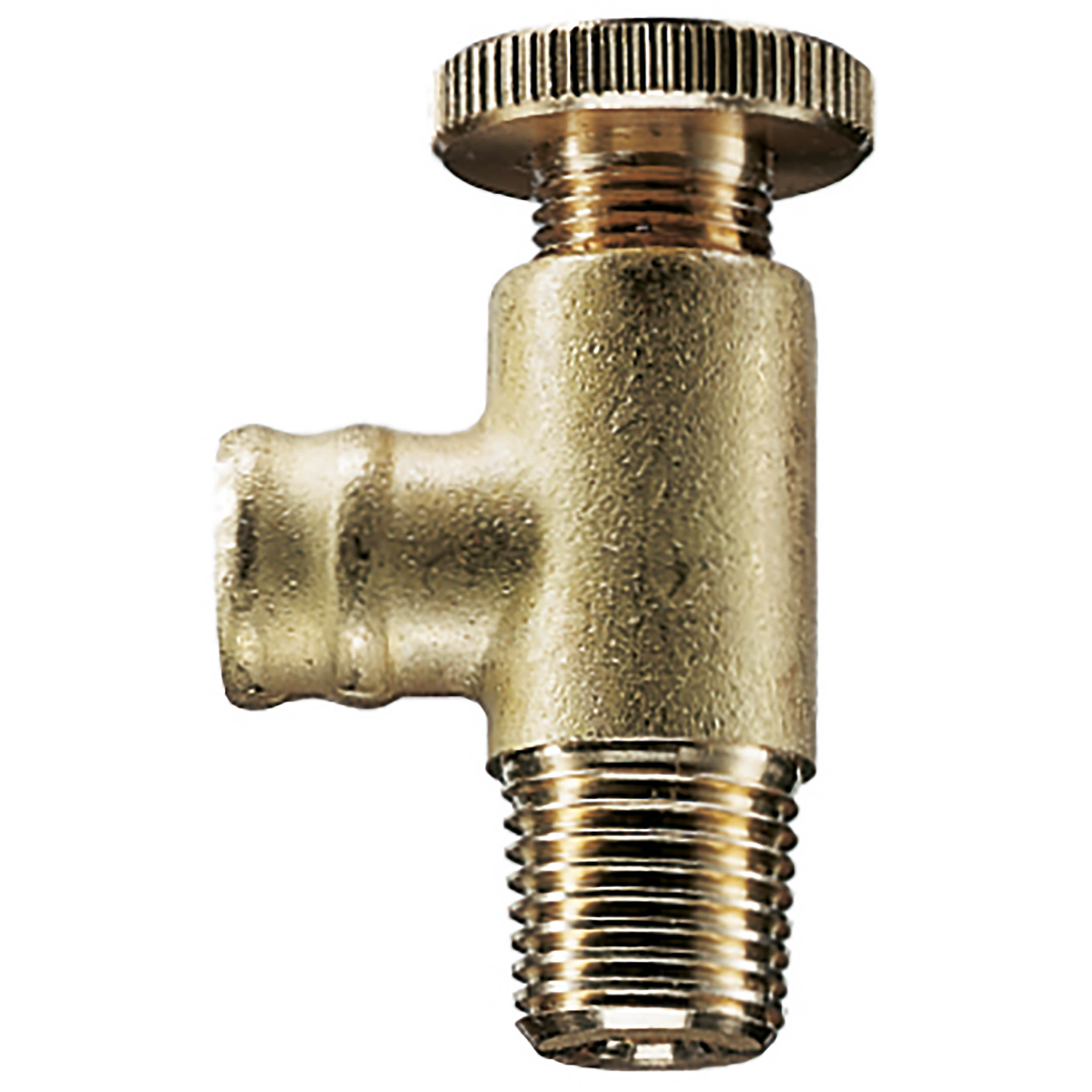 Drain valve, elbow-shaped, hand wheel, w. rubber seal (brass)