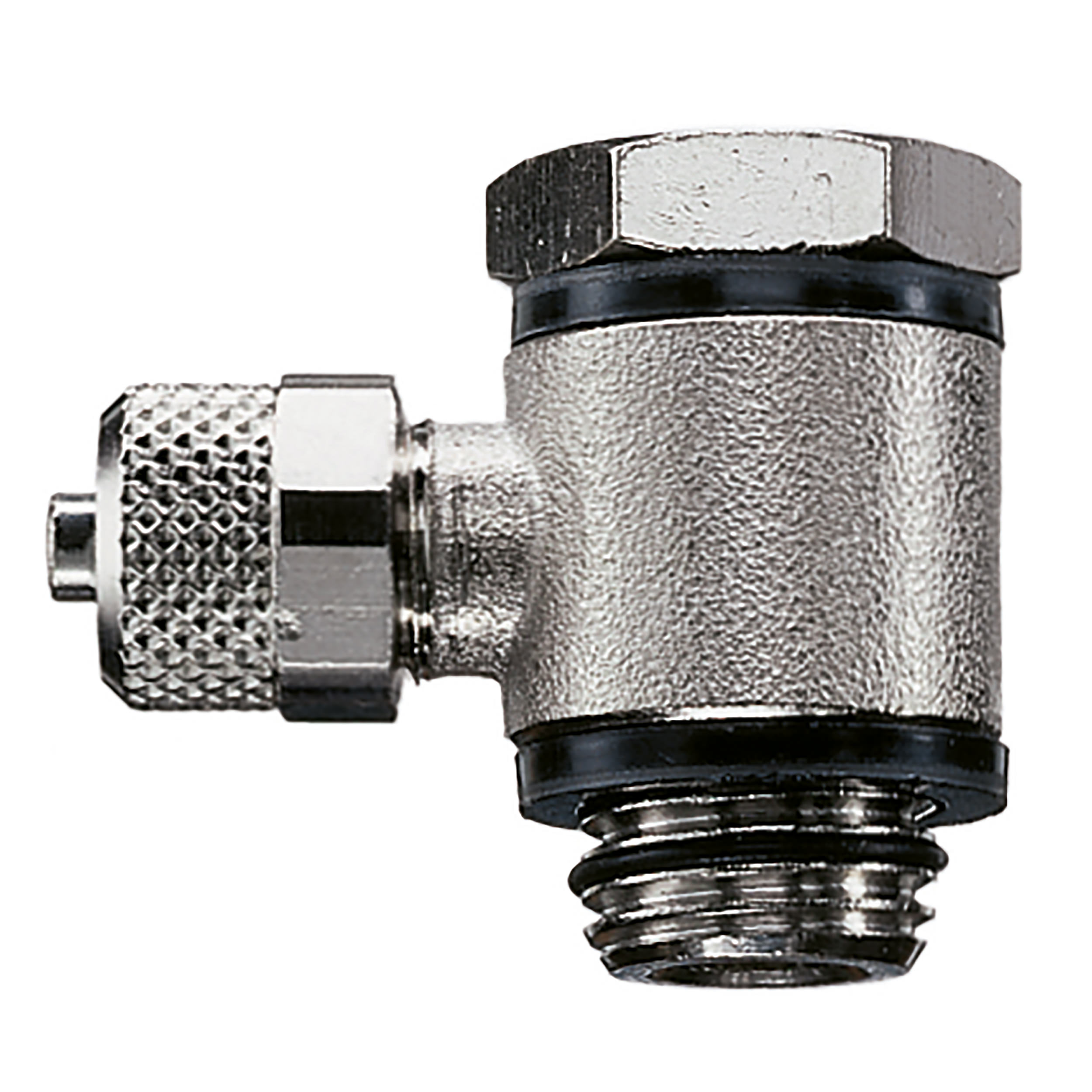 WEV - Swivel elbow screw-in fitting, connection: G¼, hose-Ø: D × d: 10 × 8, L: 30 mm, MOP 580 psi, brass, nickel-plated