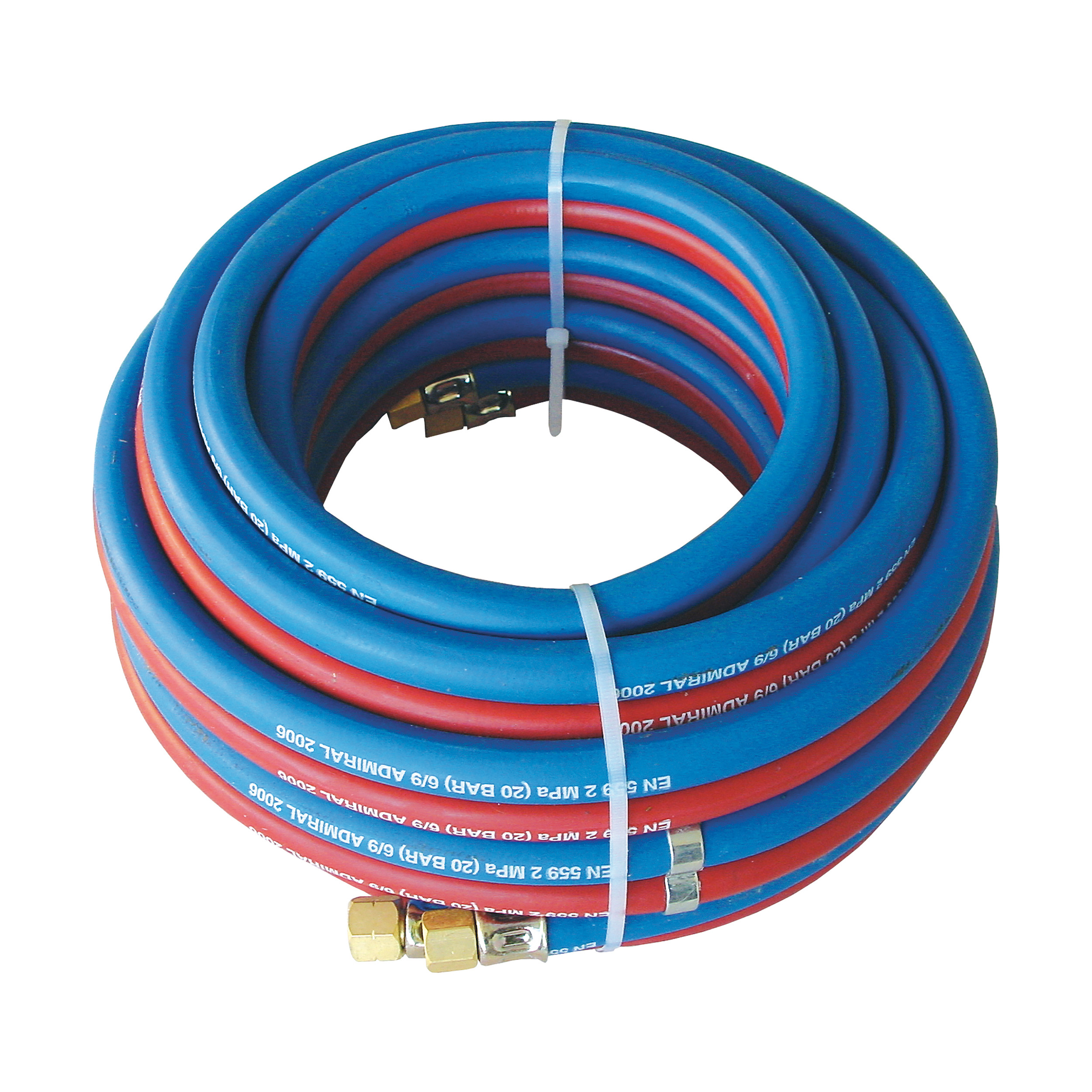 Oxyfuel double hose 2x 6x3,5 5 m long with connectors