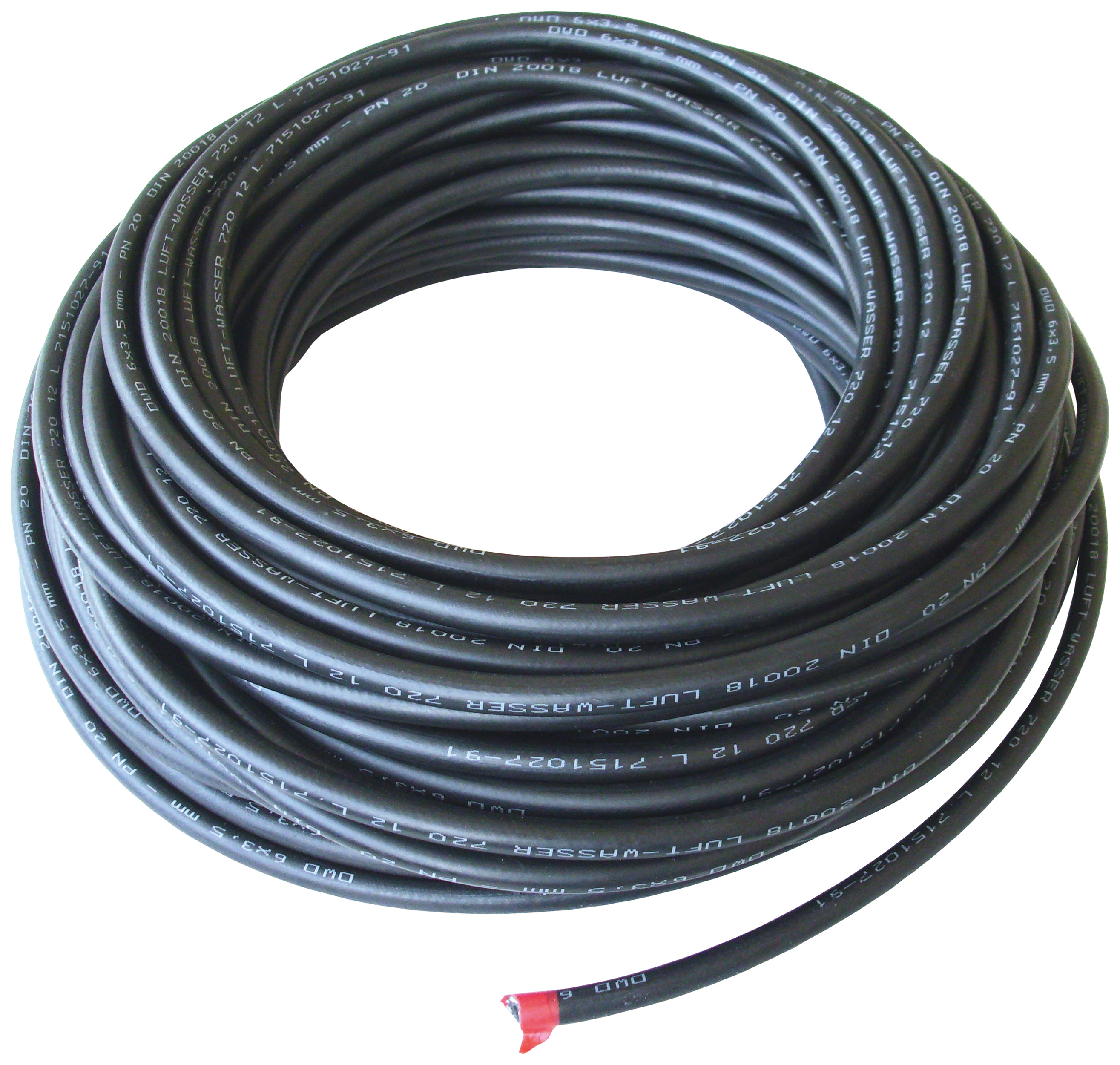 rubber hose, argon-nitrogen, 6x3,5mm, DIN 20018, EPDM, black, flat, roll 50m, until 18 bar
