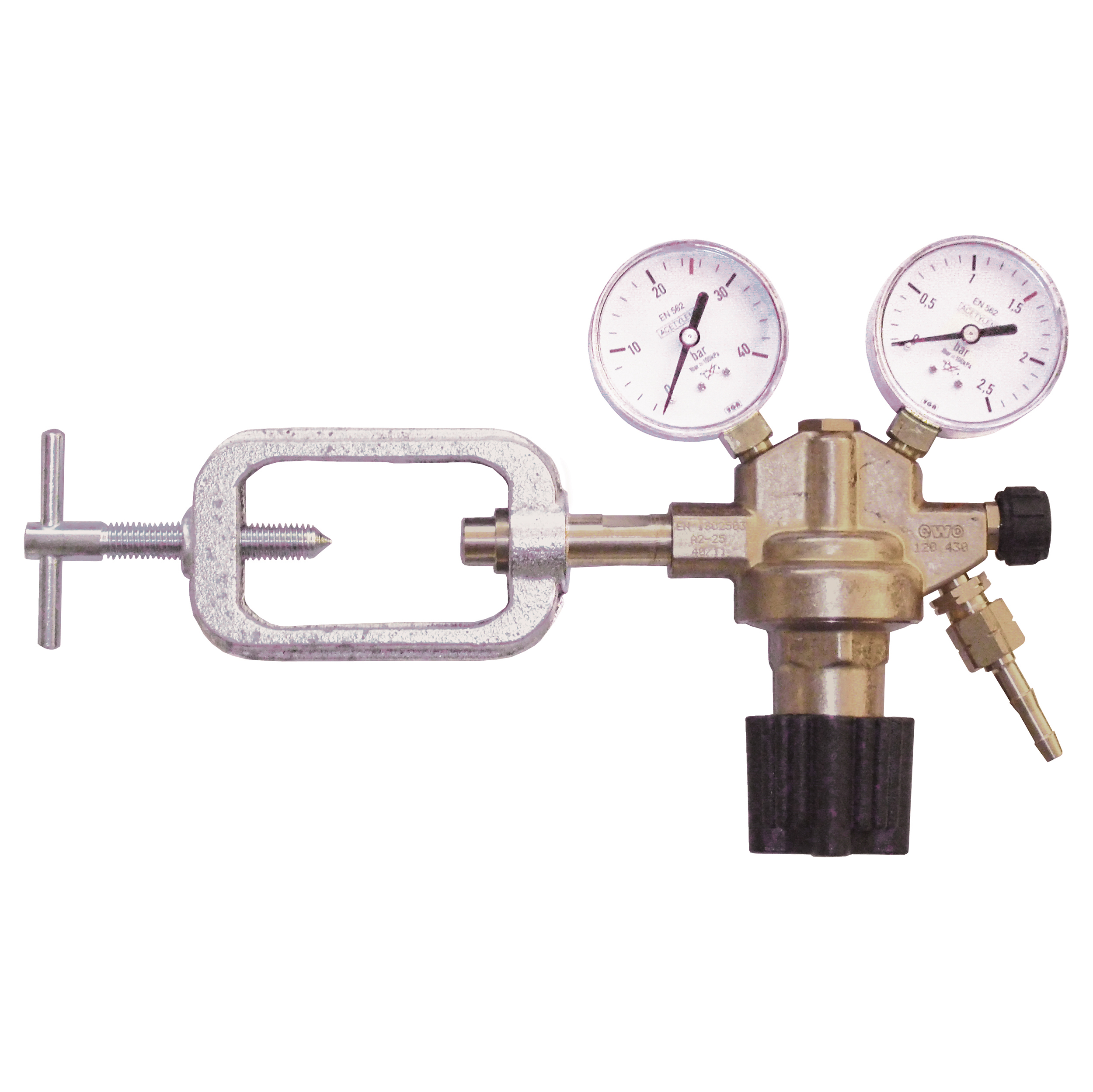 1-step gas regulator for 200 bar cylinders, burnable gas