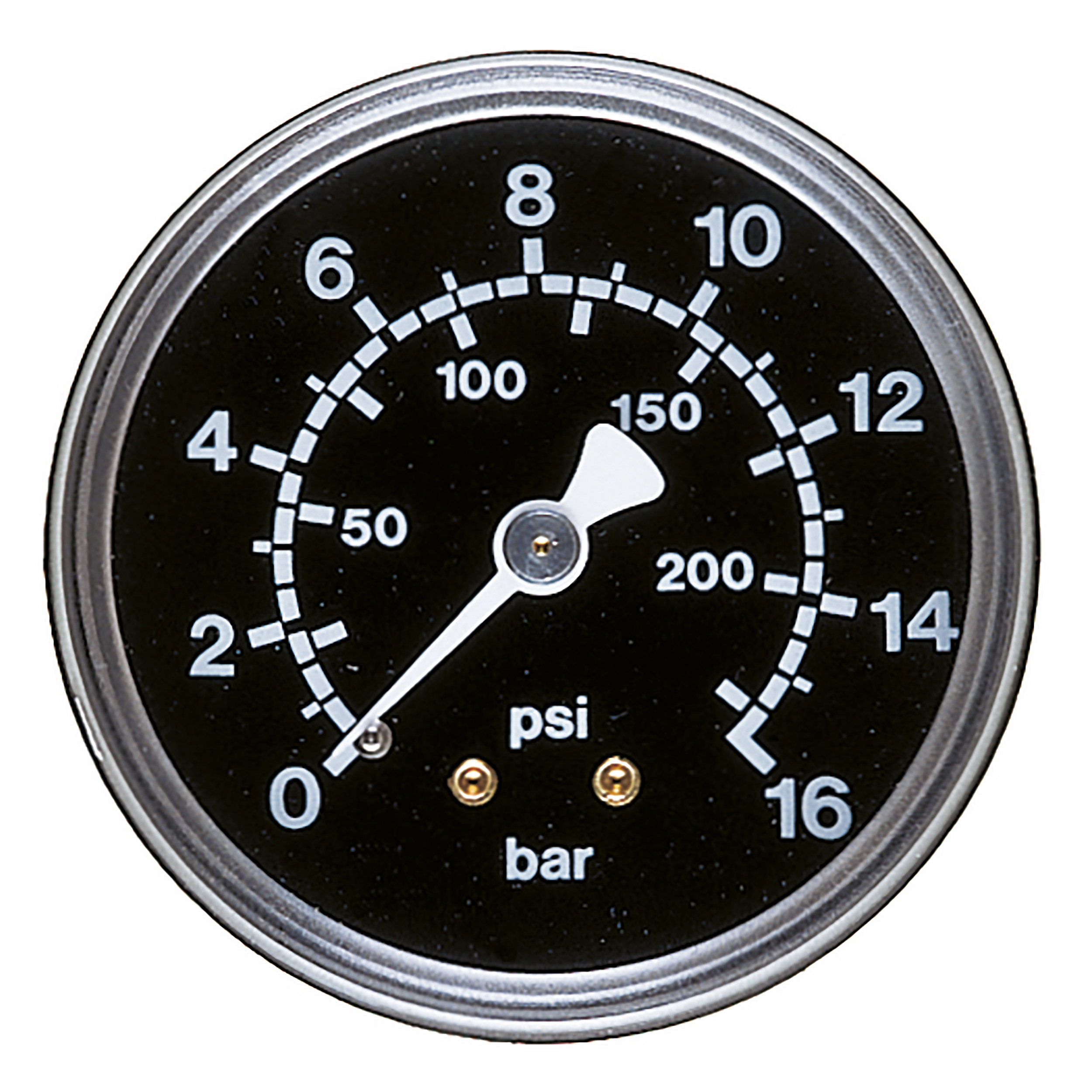 Bourdon-tube gauge Ø50, cl. 2.5, black/white, horiz. connect.: G¼, display: 0–145 psi, spare part press. regulator standard BG 30