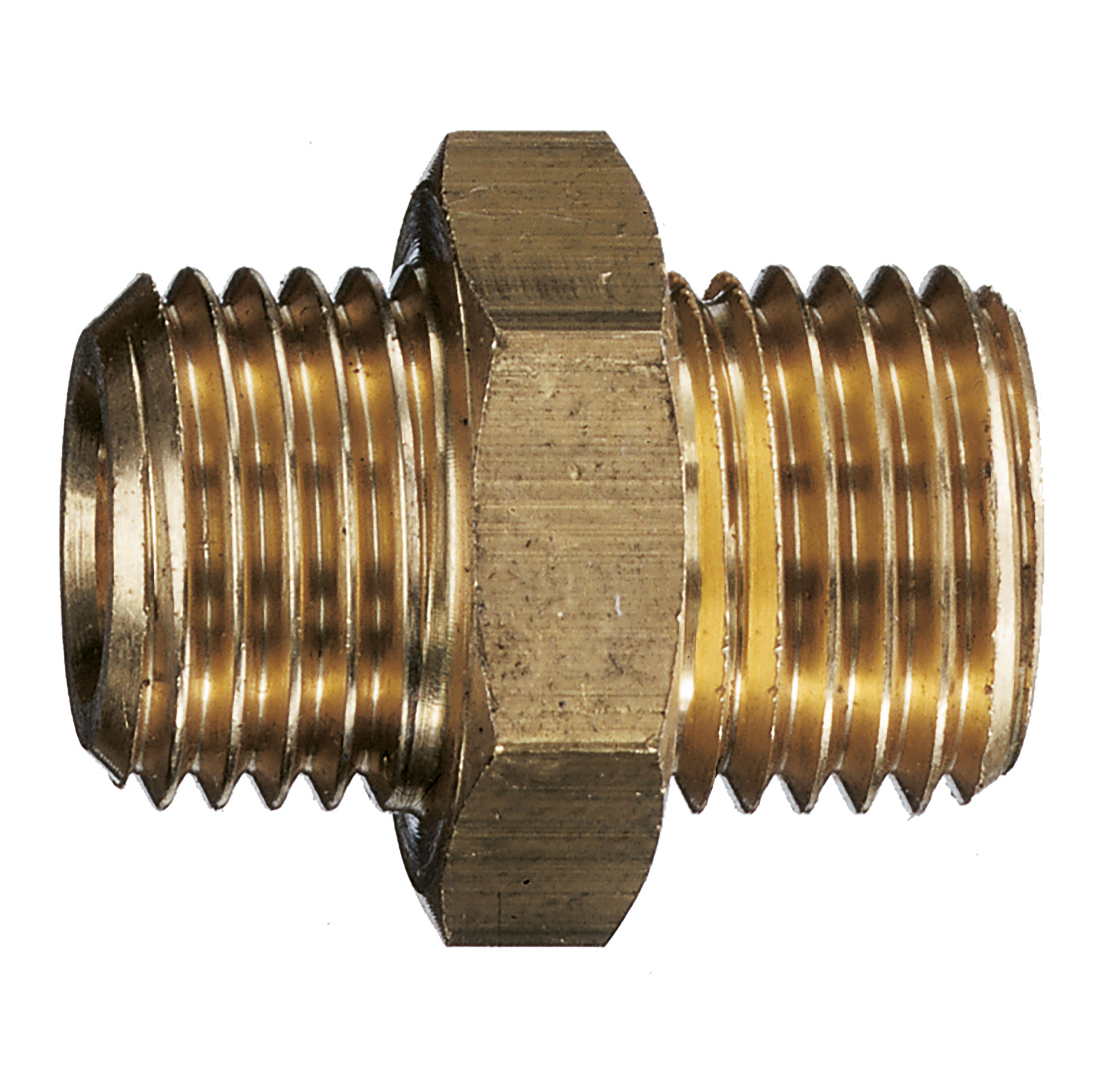Double nipple, connection: G⅛, length: 19 mm, AF 17 mm, max. operating pressure 580 psi, brass, nickel-plated