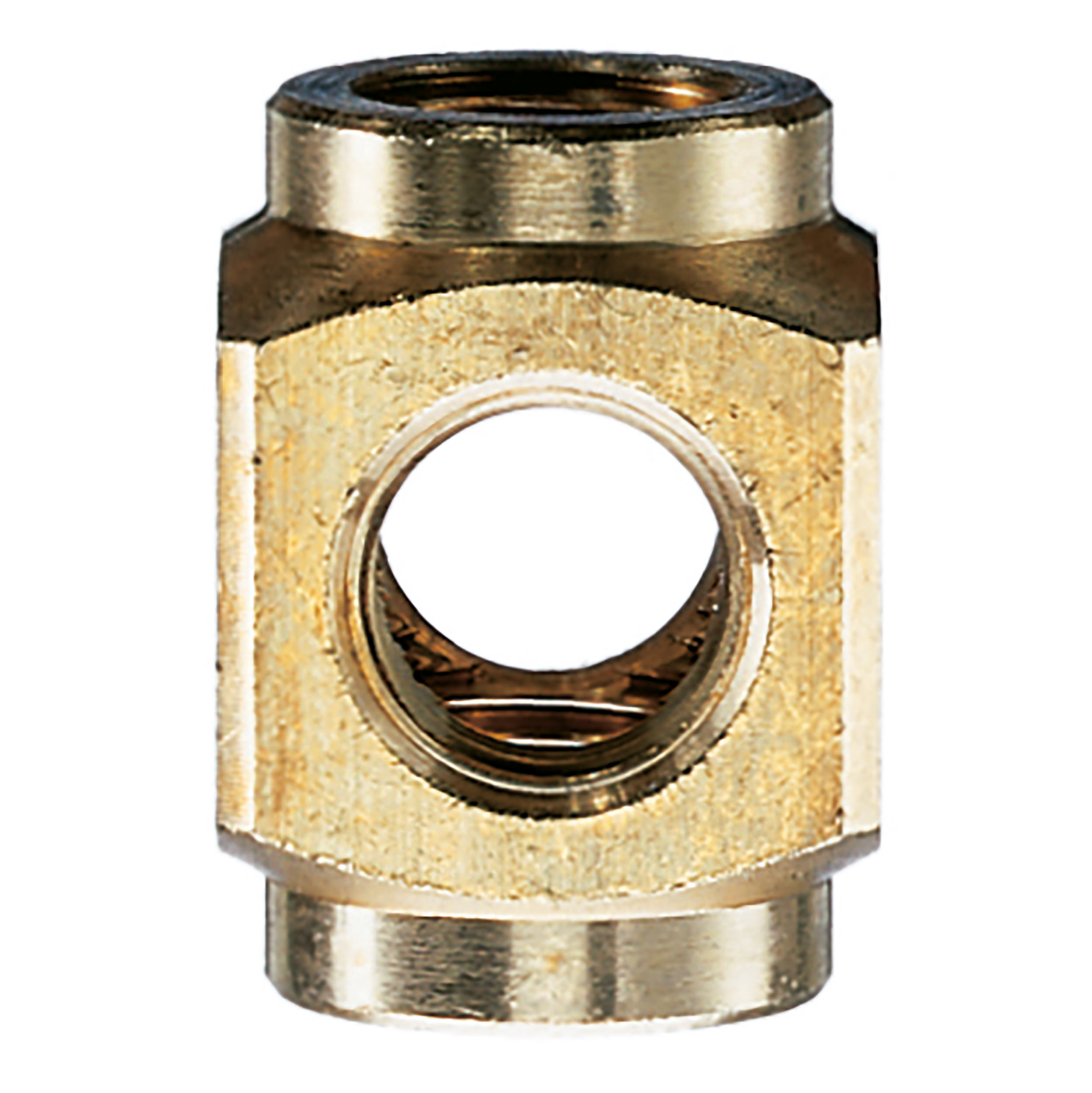 Cross-distributor, connection: G¼, length: 30 mm, height: 22 mm, AF 22 mm, max. operating pressure 580 psi, brass, nickel-plated