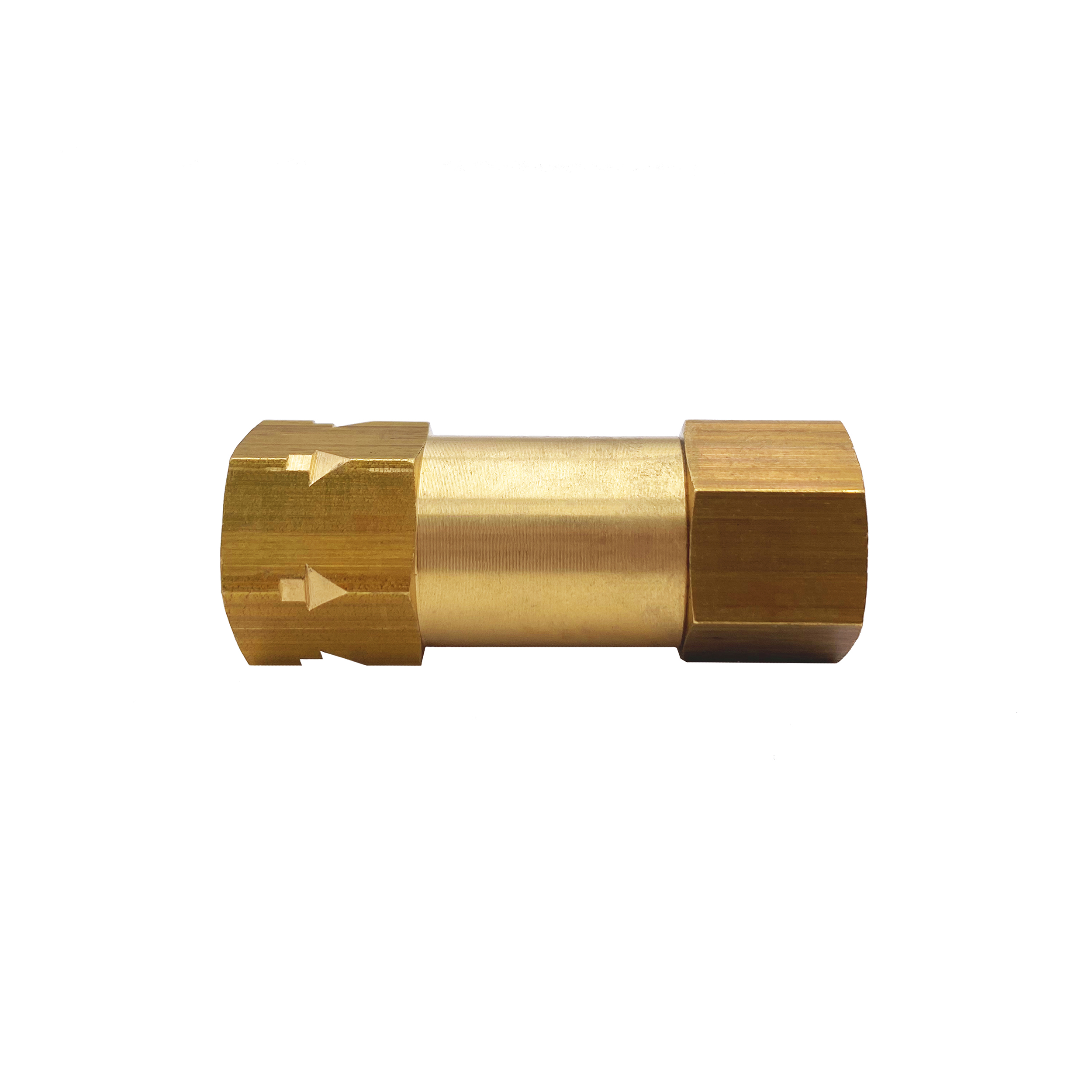 Check valve, straight way type, soft seal: FKM, PC: ~1.45 psi, G¼ female–female, DN 8, length: 45 mm, i: 9.5 mm, AF 22