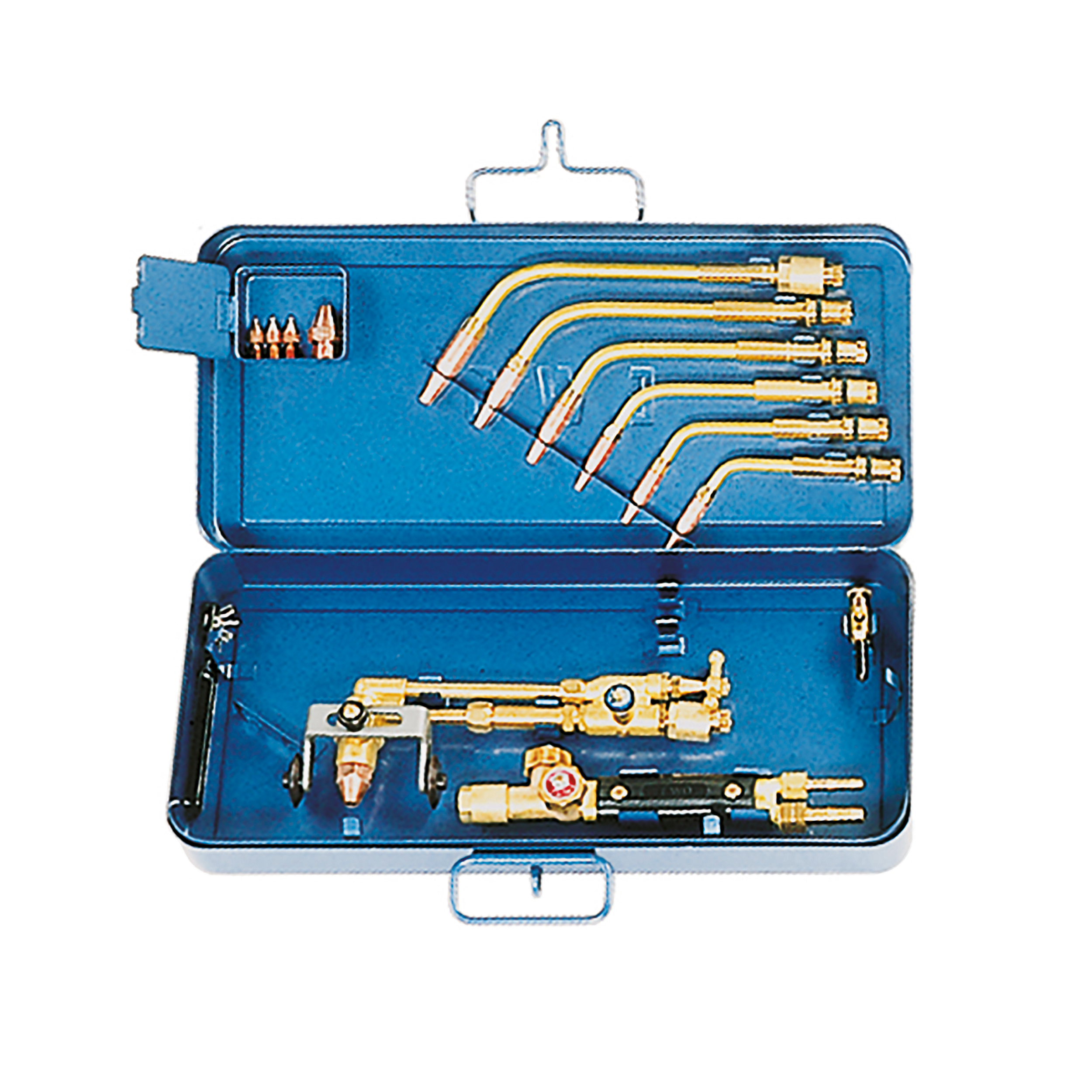 Propane set f. warming-up, 6 warming ins. 0.5 – 14 mm, wing ins. 3 – 100 mm with ring nozzles, handle piece with sleeve nut 17 mm