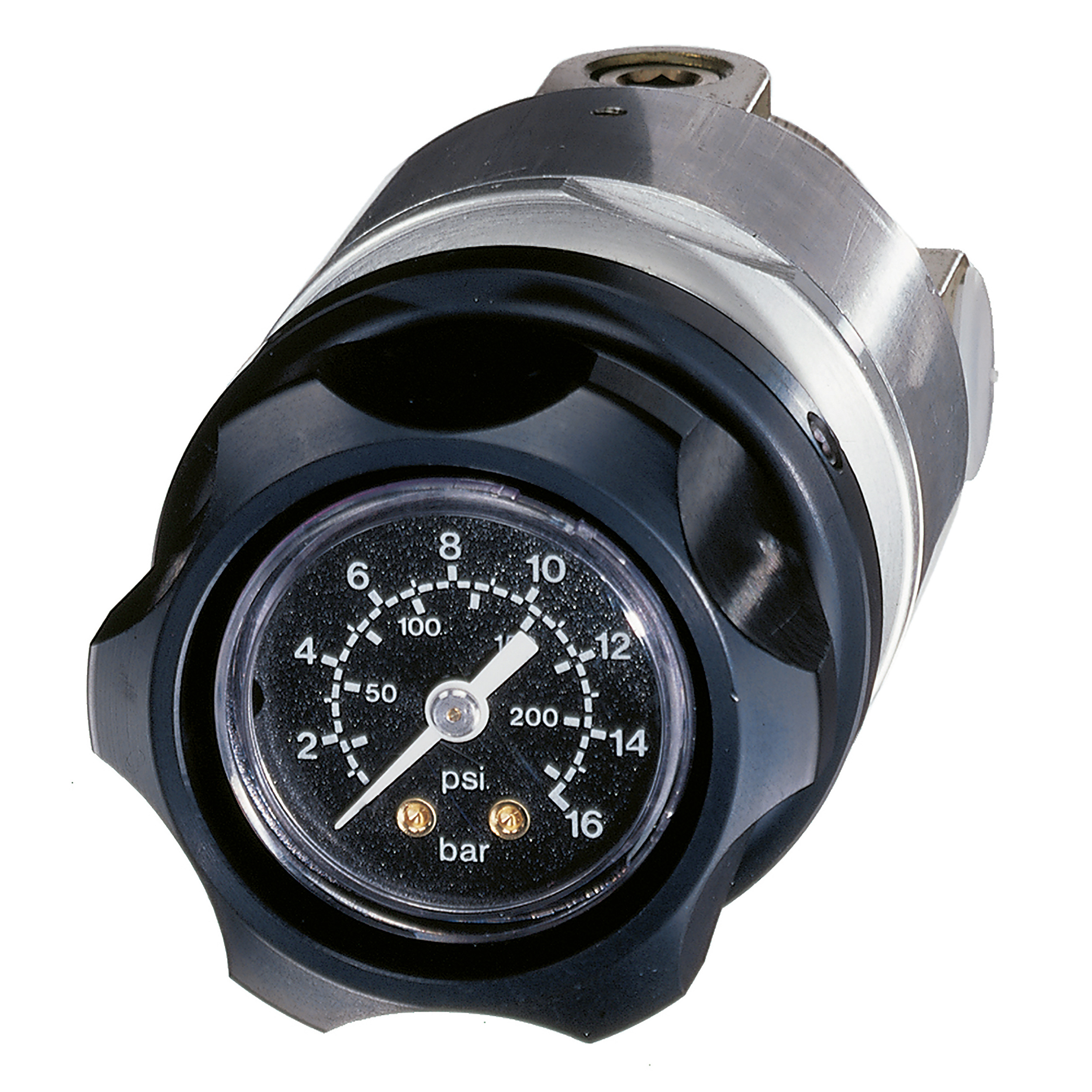 Pressure regulator w. gauge in setting knob, BG 30, G⅜, 7–87 psi