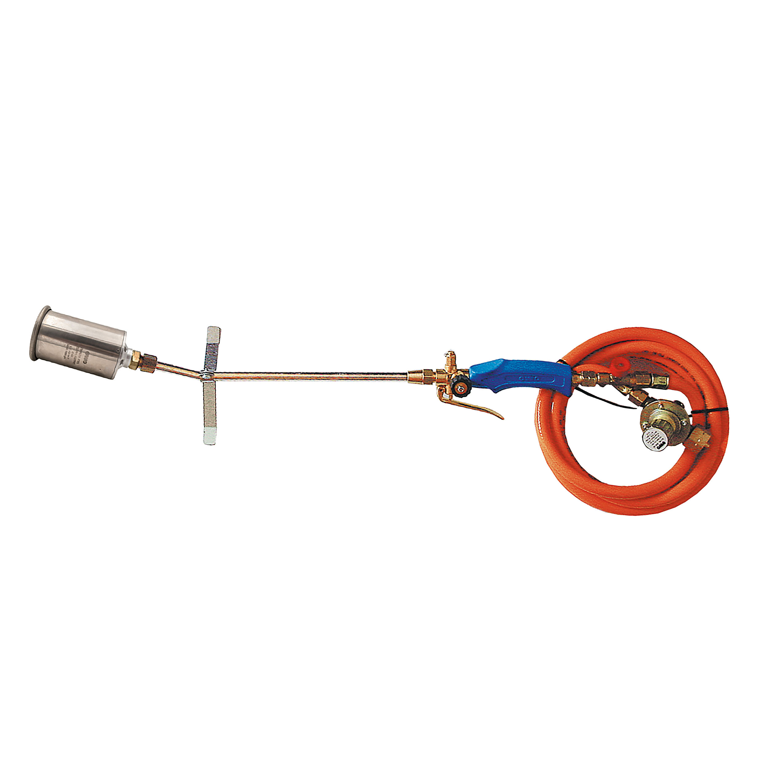 Propane warm-up burner set, hose (PVC): 5 m, connecting tube: 750 mm, burner head: Ø60, M20 × 1, press. regulator